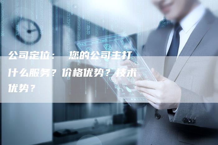 公司定位： 您的公司主打什么服务？价格优势？技术优势？